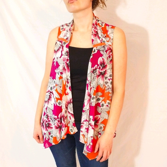 Tops - Woman's floral kimono cardigan loose open front